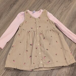 Old Navy Tan and Pink Floral Kids Dress Set Size 3t